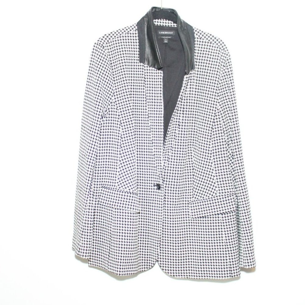 Lane Bryant THE BRYANT Houndstooth Blazer Black White Plus Size 20 H12671 - Picture 2 of 11